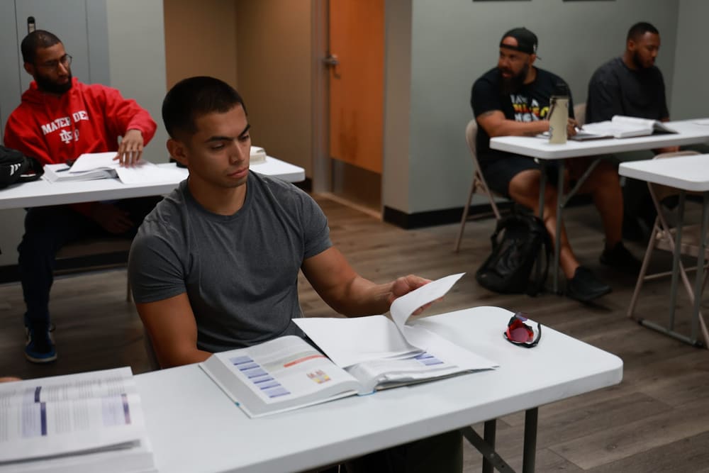 A student working in an NPTI classroom